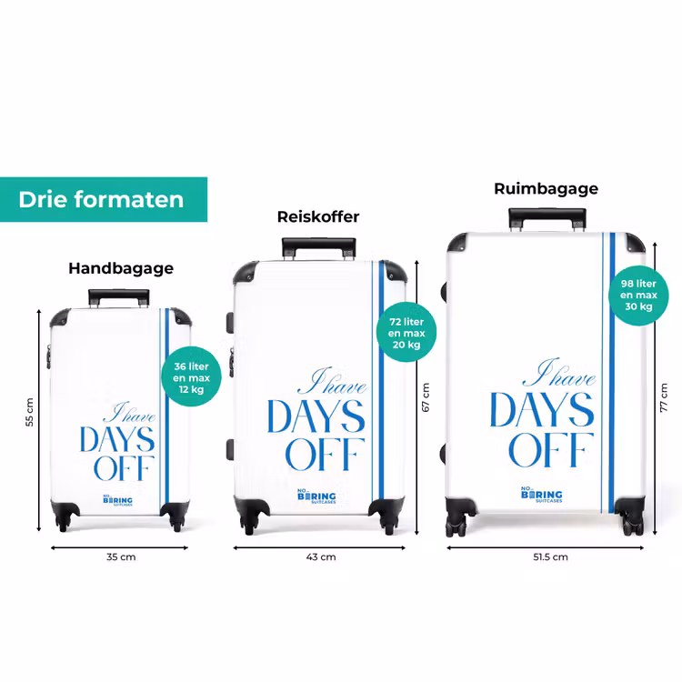 Koffer - Blauw - Wit - Days off - Minimalistisch — 3