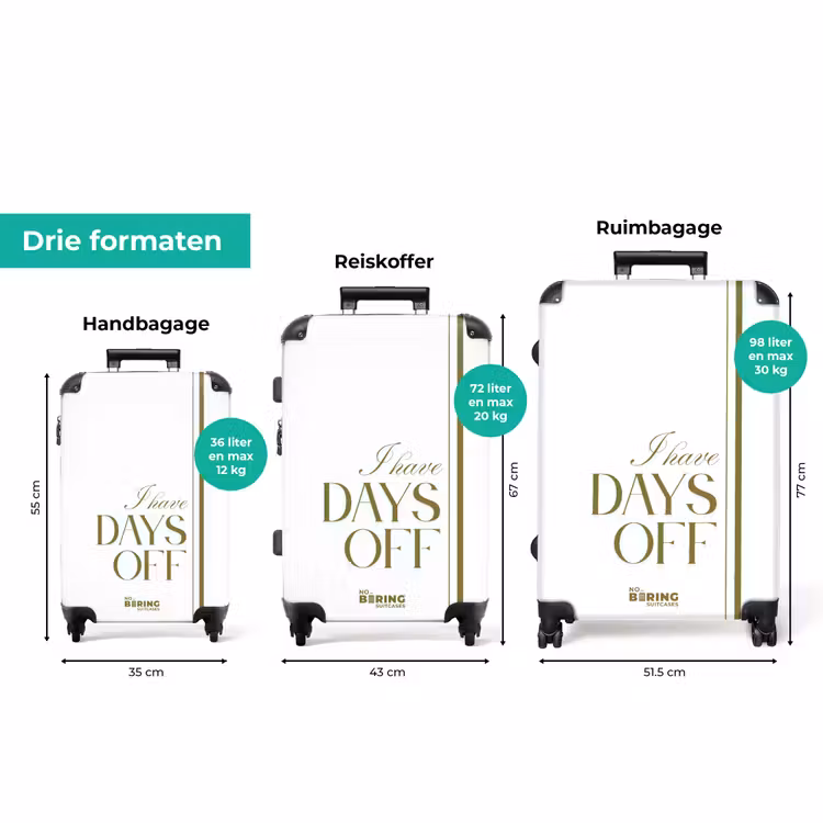 Koffer - Wit - Groen - Days off - Minimalistisch — 3
