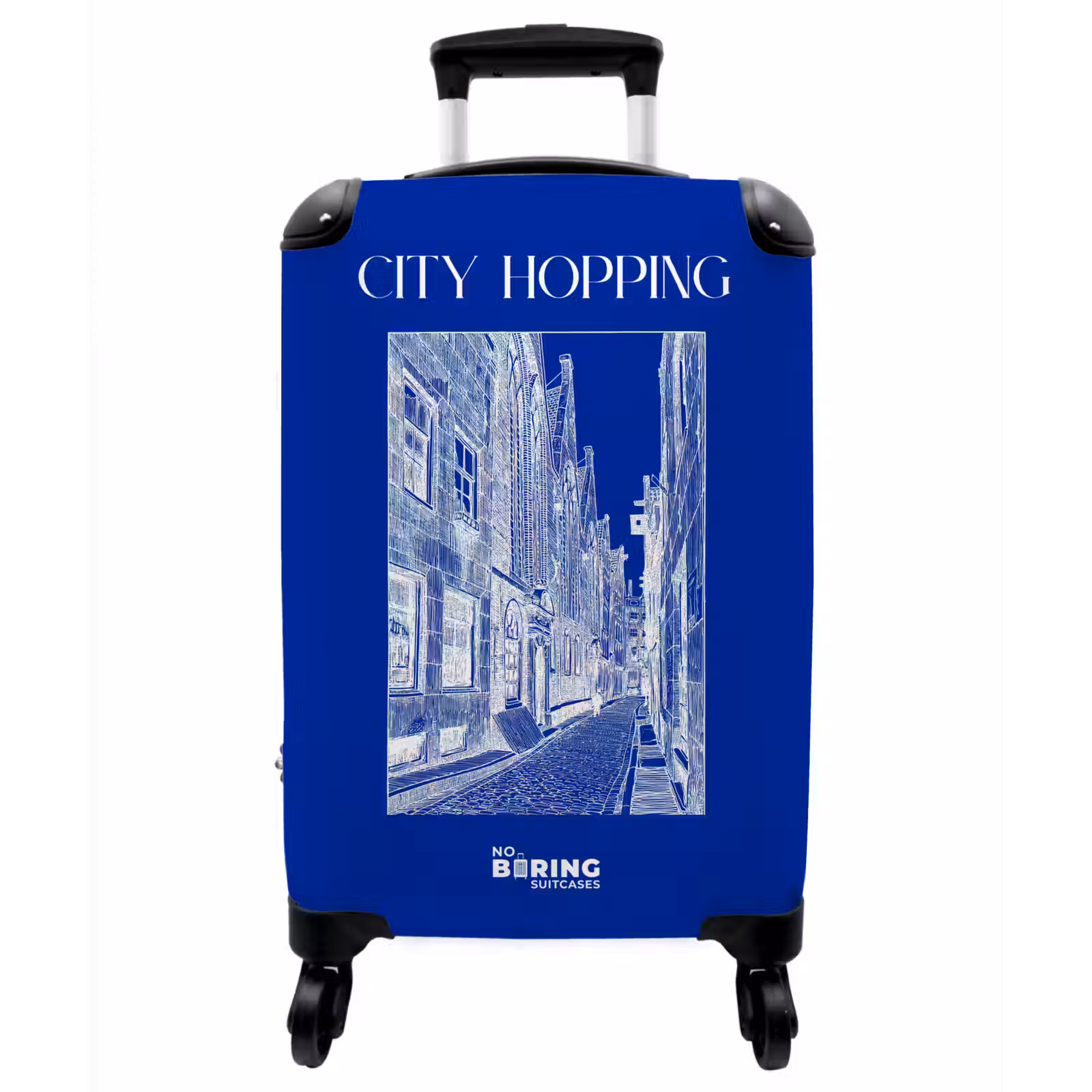 Koffer - Straatjes - Blauw - Wit — 1