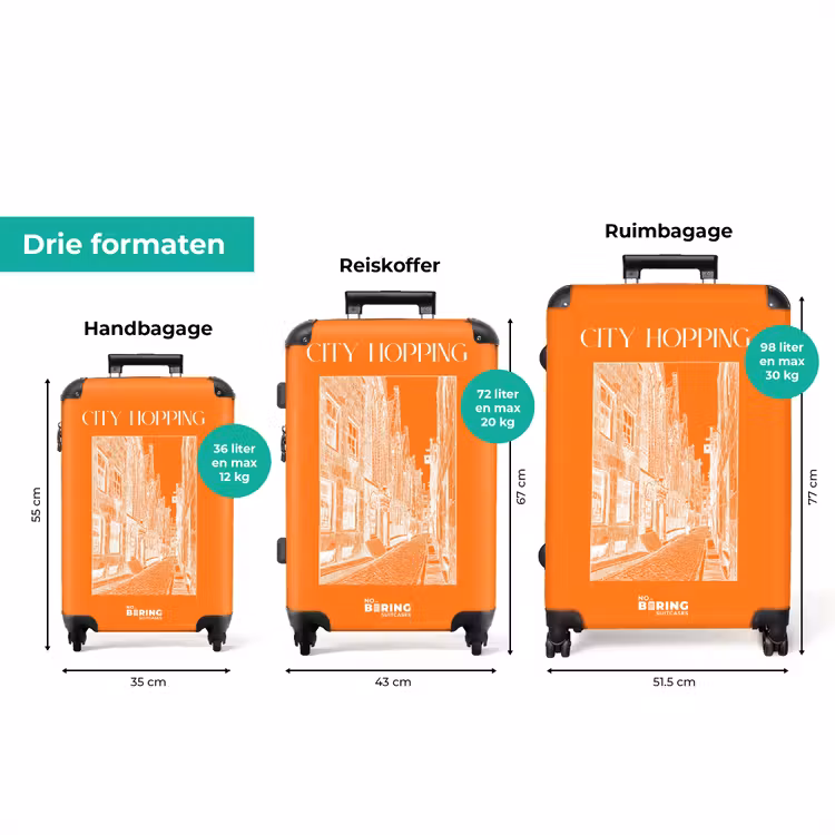Koffer - Oranje - Stadstraatjes - Wit — 3