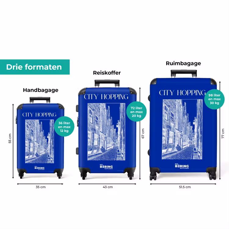 Koffer - Straatjes - Blauw - Wit — 3