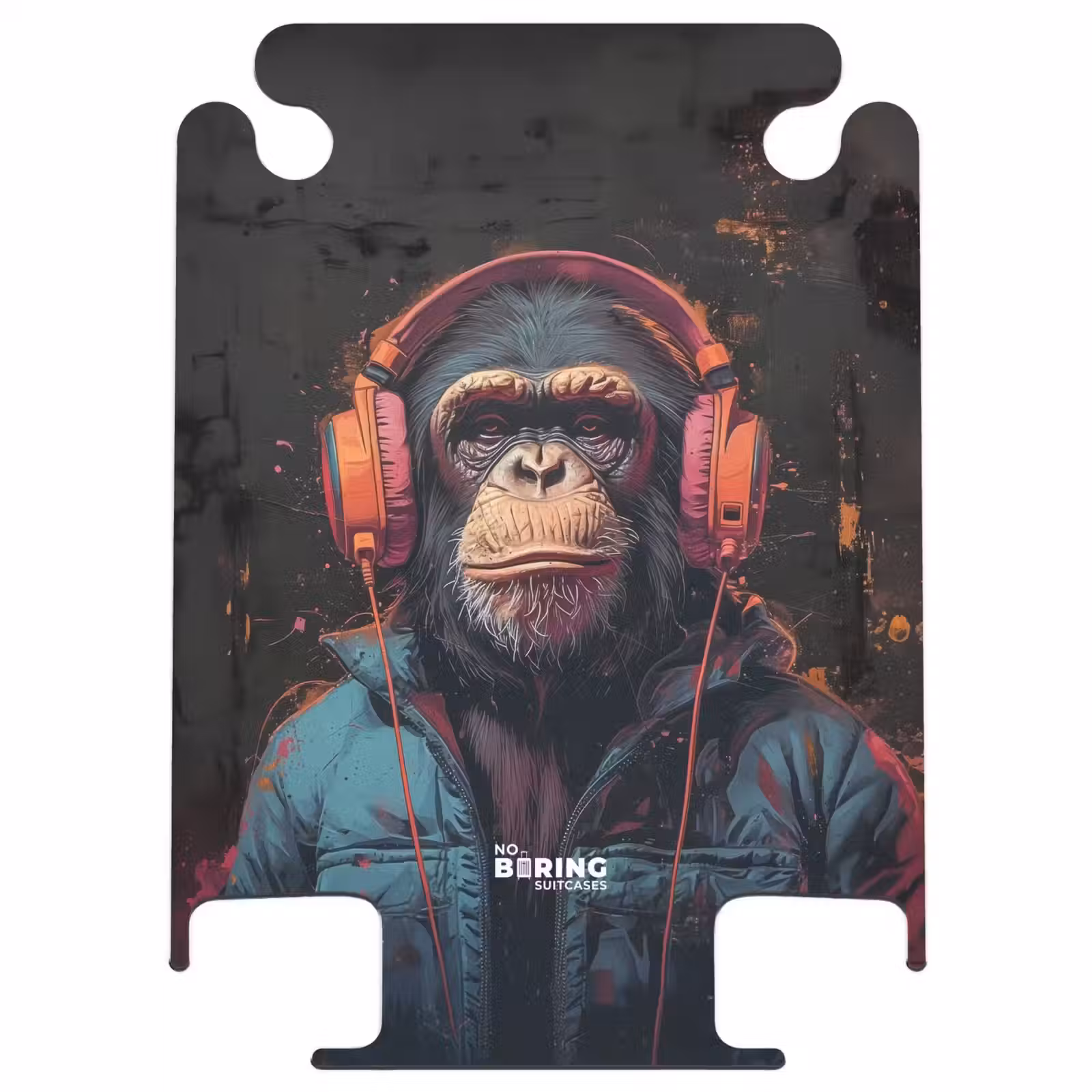 CaseSwap™ - Chimpansee met koptelefoon en blauwe jas — 1