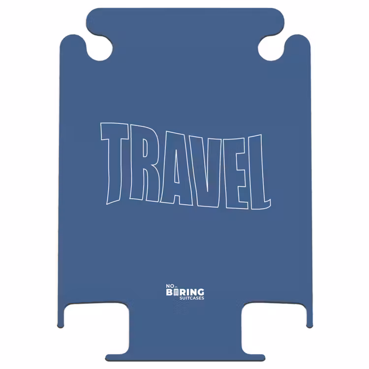 CaseSwap - Blauwe achtergrond met grote contourtekst Travel — 1