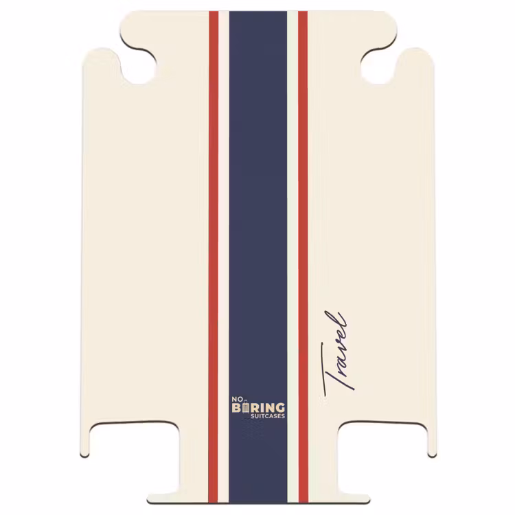 CaseSwap™ - Crèmekleurige achtergrond met centrale tricolor baan en tekst Travel — 1