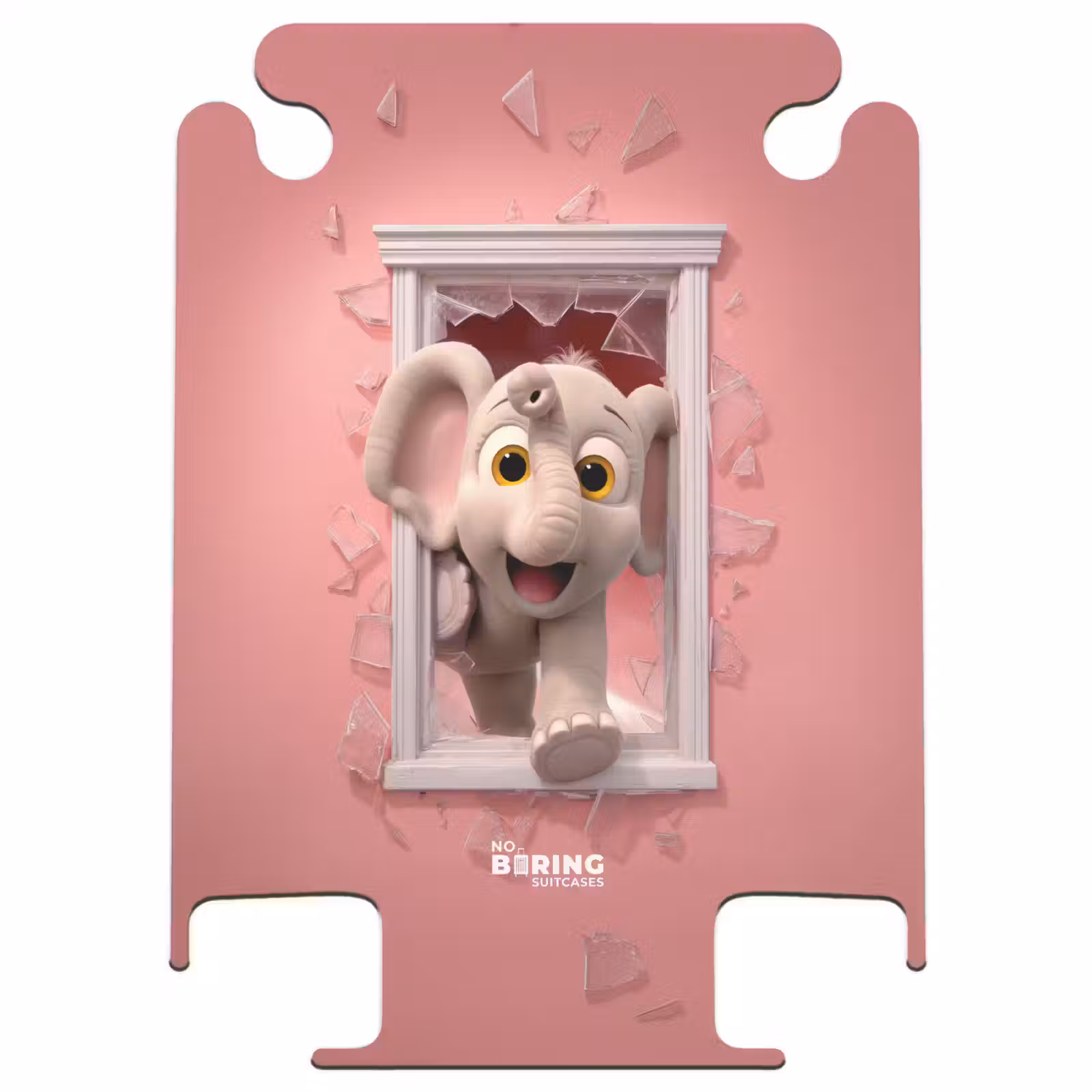 CaseSwap - Olifant breekt door roze raam met glas — 1