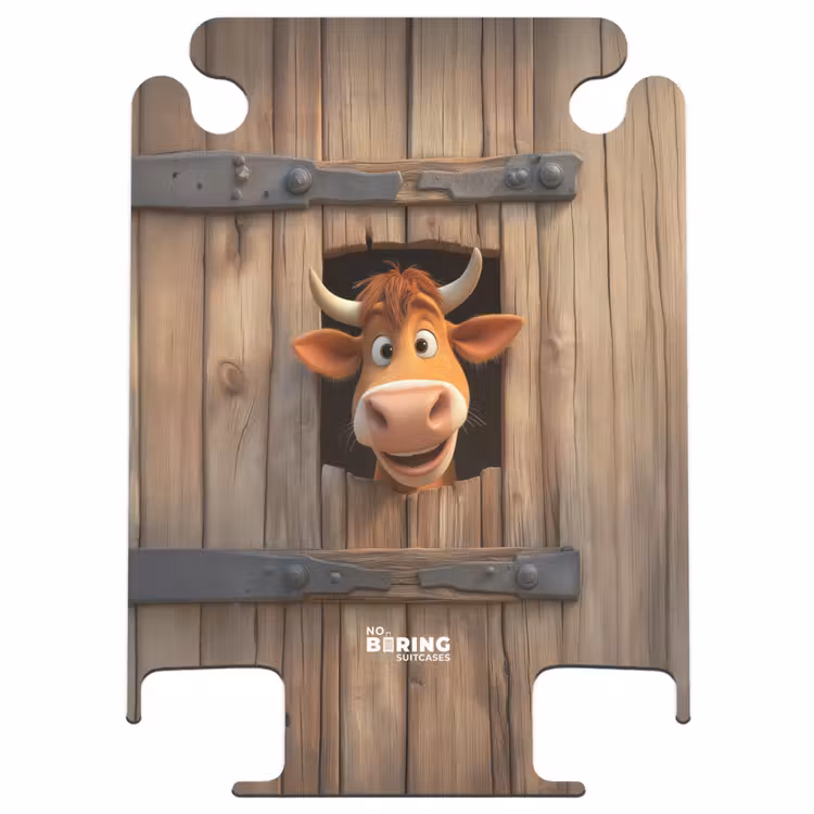 CaseSwap™ - Bruine stier steekt hoofd door houten deur — 1