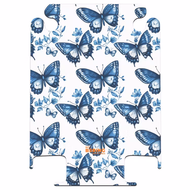 CaseSwap™ - Blauw - Vlinders - Bloemen - Wit — 1