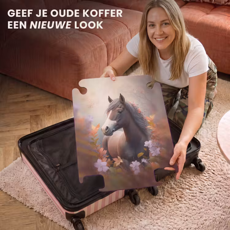 CaseSwap™ - Koffer - Paard - Bloemen - Natuur - Paars - Dieren — 3