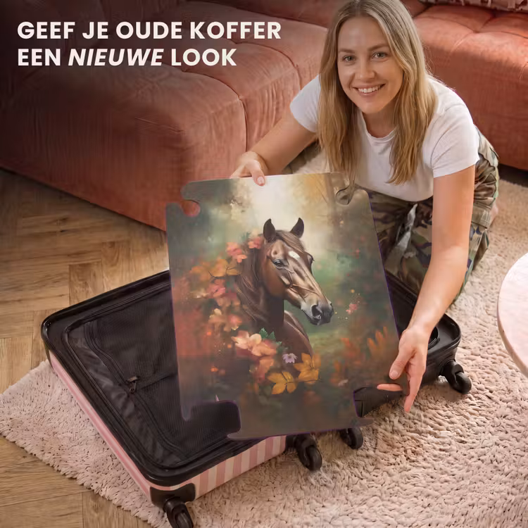 CaseSwap™ - Koffer - Paard - Bloemen - Natuur - Dieren - Bos - Oranje — 3