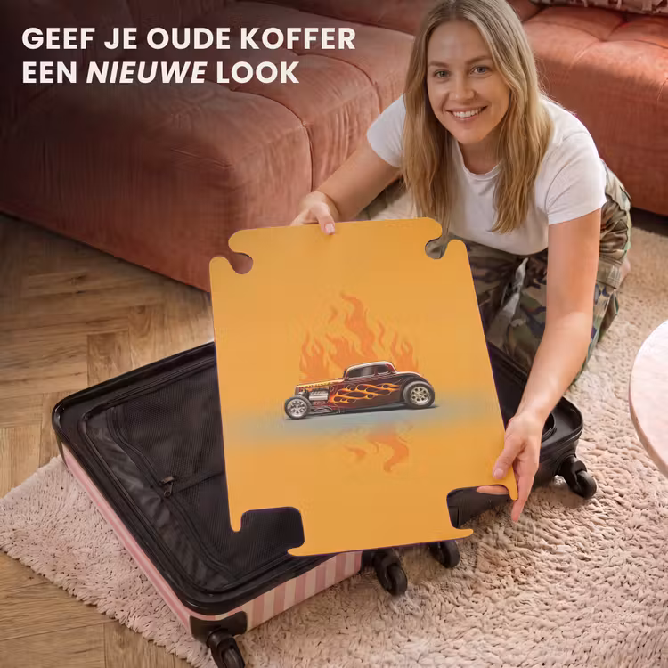 CaseSwap™ - Bruine auto met gele vlammen — 3