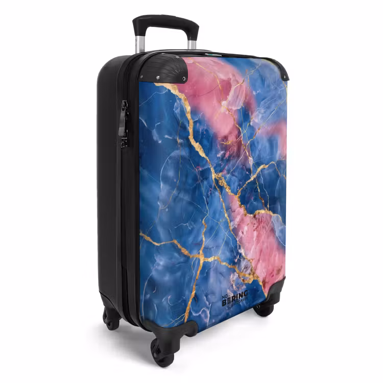 CaseSwap™ - Marmer - Roze en Blauw Marmer met Gouden Aderen — 2