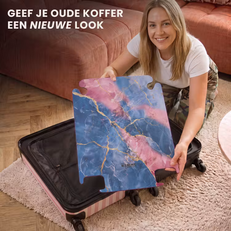 CaseSwap™ - Marmer - Roze en Blauw Marmer met Gouden Aderen — 3