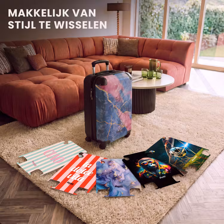 CaseSwap™ - Marmer - Roze en Blauw Marmer met Gouden Aderen — 5