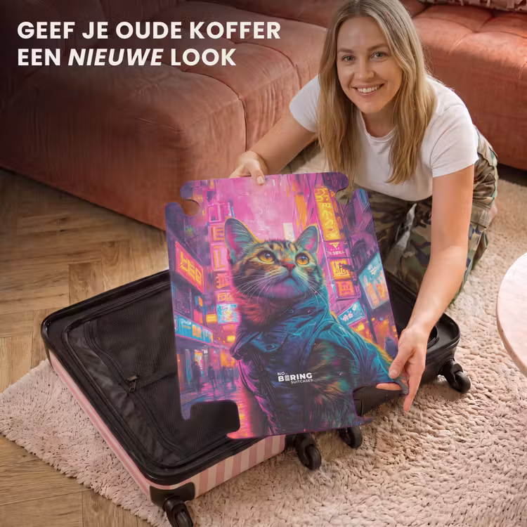 CaseSwap™ - Kat met jas in kleurrijke stad — 3