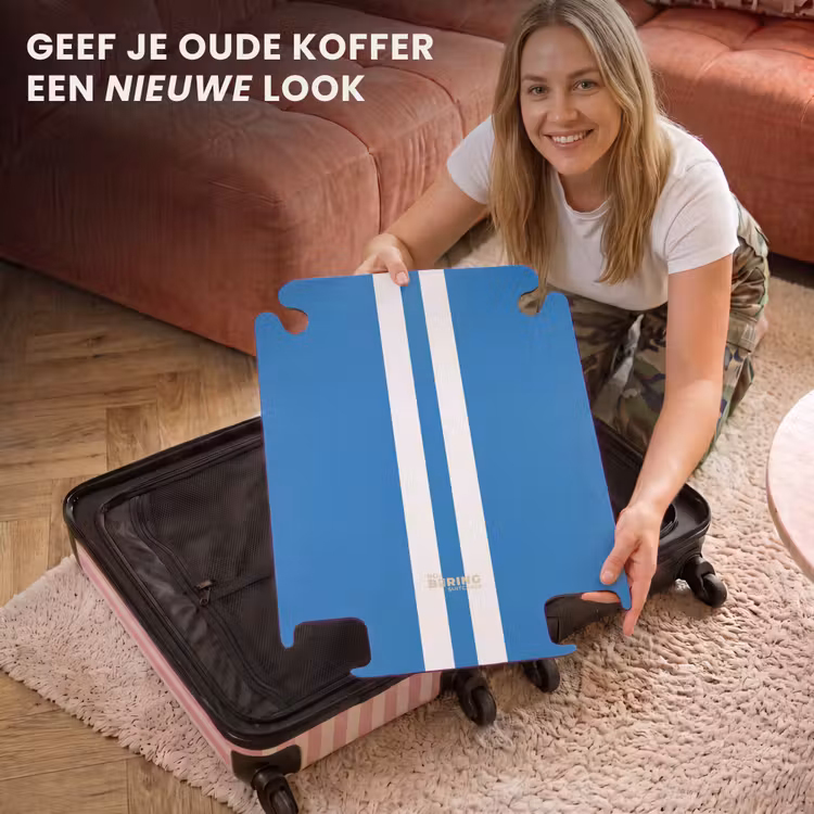 CaseSwap - Helderblauwe achtergrond met dubbele witte middenstreep — 3