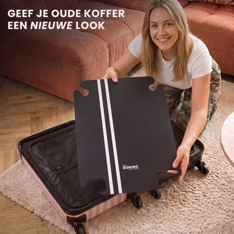 CaseSwap™ - Zwarte achtergrond met dubbele witte zijstrepen links — 3