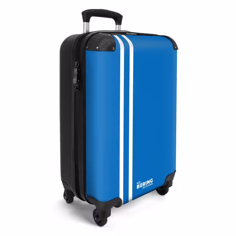 CaseSwap™ - Helderblauwe achtergrond met dubbele witte zijstrepen links — 2