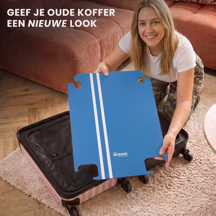 CaseSwap™ - Helderblauwe achtergrond met dubbele witte zijstrepen links — 3