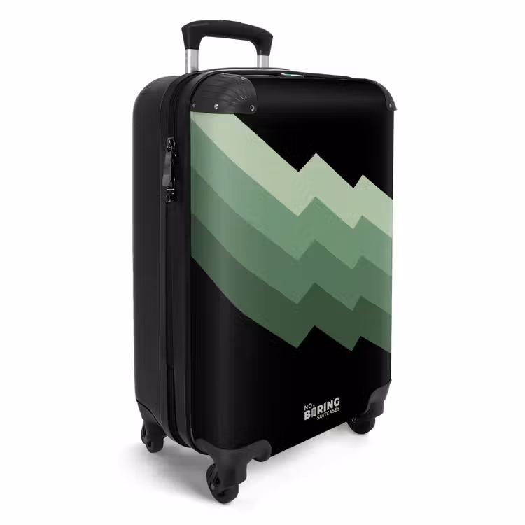 CaseSwap™ - Zwarte achtergrond met trapsgewijze groene zigzagbanen — 2