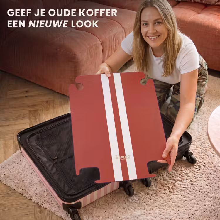 CaseSwap™ - Rode achtergrond met dubbele witte middenstreep — 3