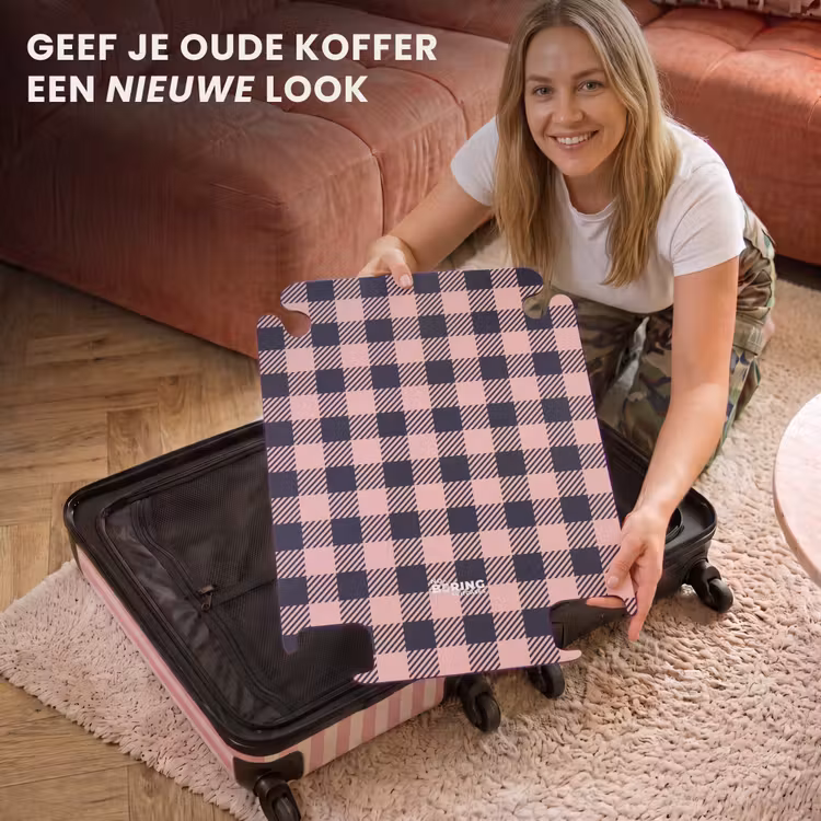 CaseSwap™ - Geruit dambordpatroon in roze en zwart — 3