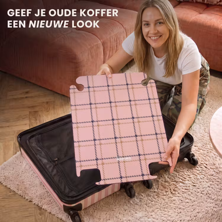 CaseSwap™ - Roze ruitstructuur met bruine en zwarte accenten — 3