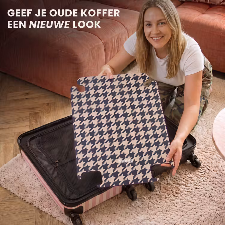 CaseSwap - Pied-de-poule patroon in beige en donkerblauw — 3