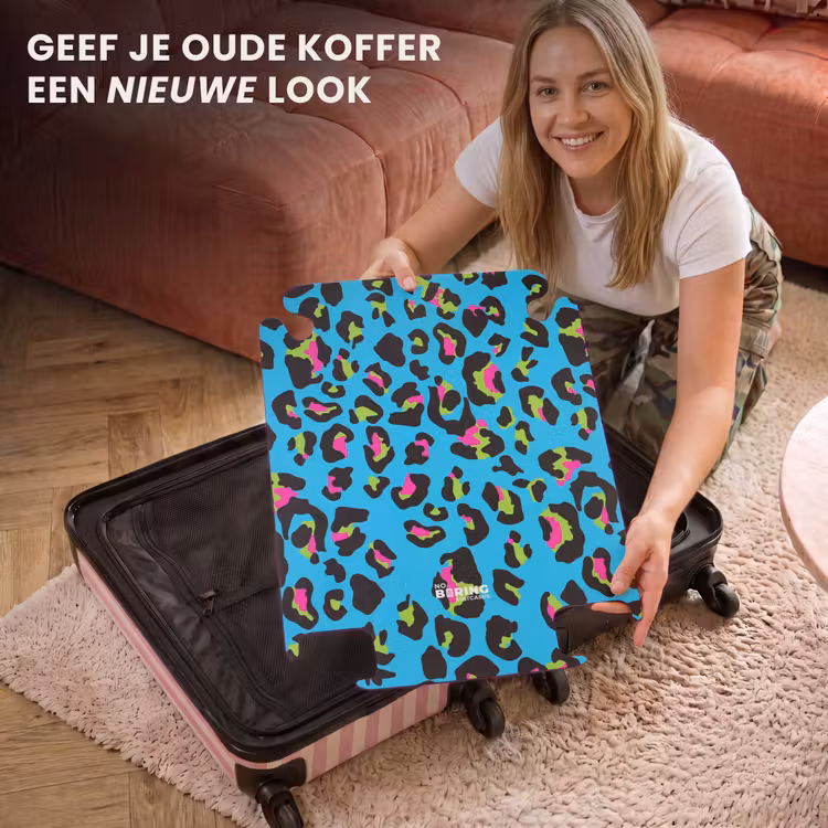 CaseSwap - Pantermotief in neonkleuren op blauwe achtergrond — 3