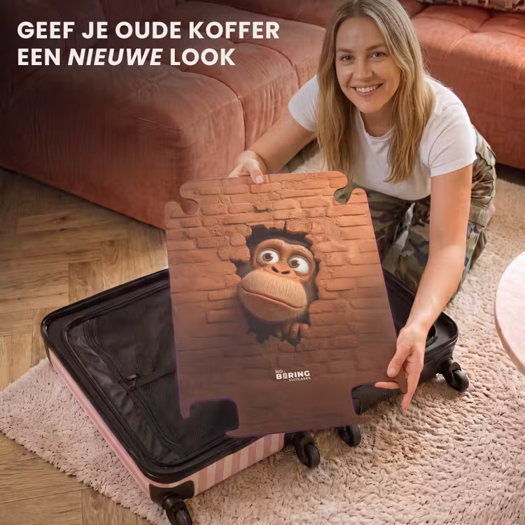 CaseSwap™ - Aap met grote ogen kijkt door gat in bakstenen muur — 3