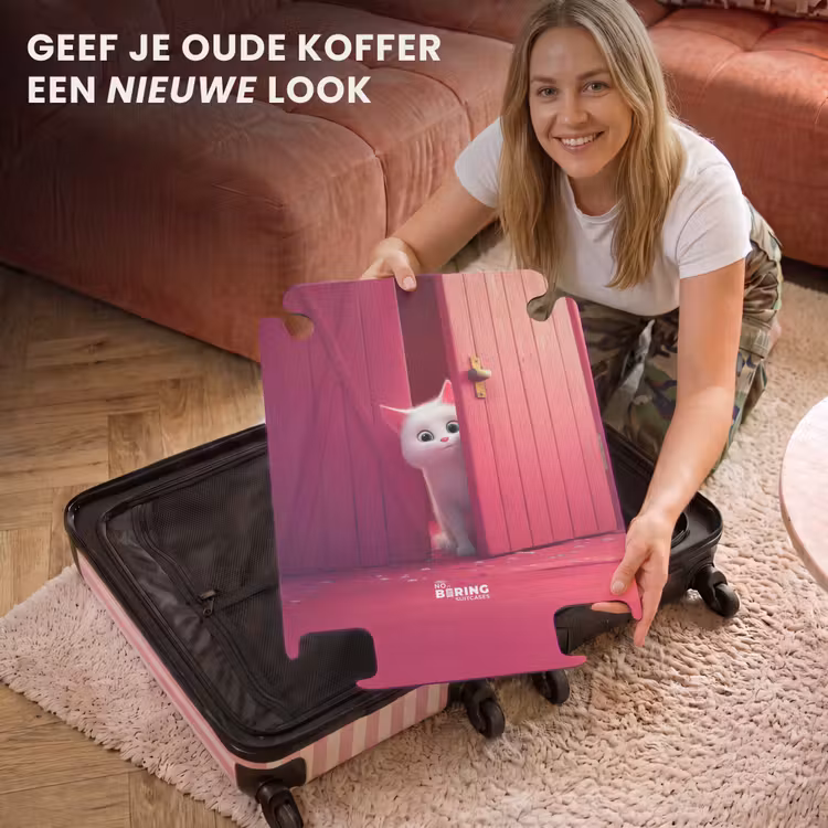 CaseSwap™ - Witte kat gluurt door roze deur — 3
