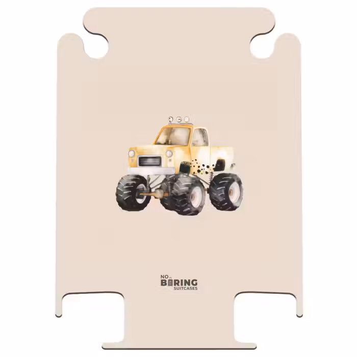 CaseSwap - Gele monstertruck op een beige achtergrond